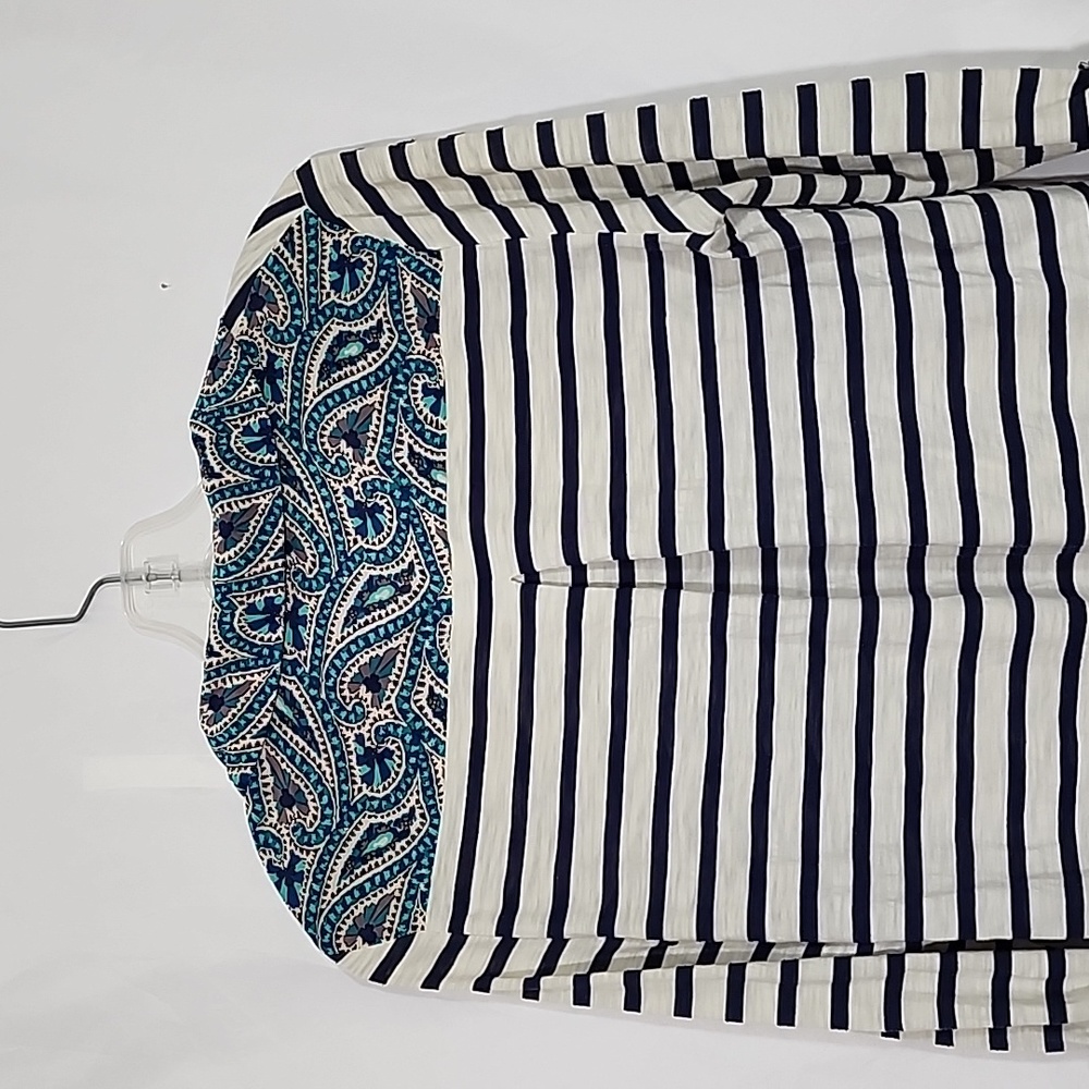 Anthropologie Postmark Paisley Striped Button Down Roll Up Blouse Size M - Picture 5 of 8